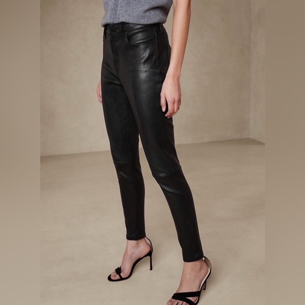 Banana Republic Black Skinny Lamb Leather Pants limited edition Sz 0